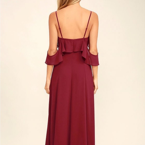 Lulu’s You Found Me Wine Red Maxi Dress, Size S - Picture 5 of 10